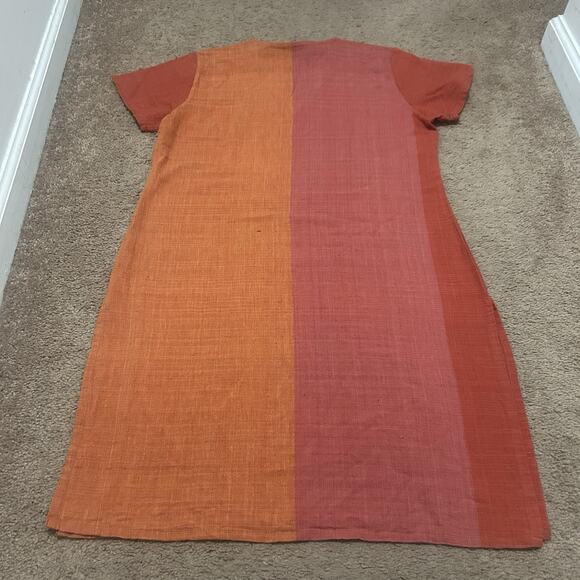 Neeru Kumar Color Block Dress Red Orange Pink Size Medium Double Slit Tunic - Picture 12 of 14